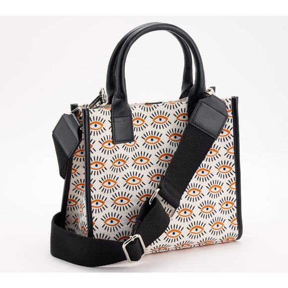 Bouffants & Broken Hearts Handbags - Bouffants & Broken Hearts Black/White Eye Mini Tote Crossbody
